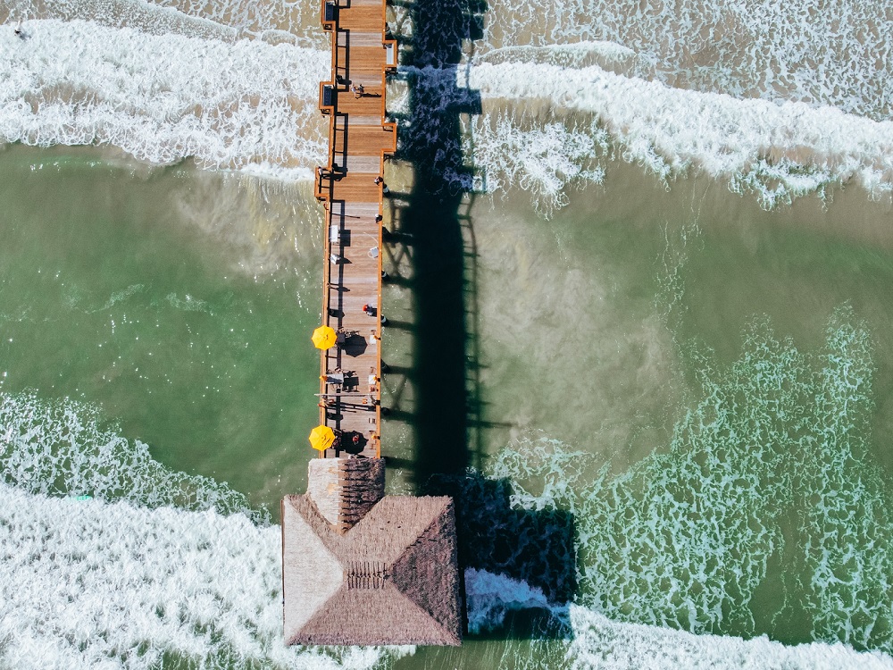 Drone shot of Cocoa Beach Pier