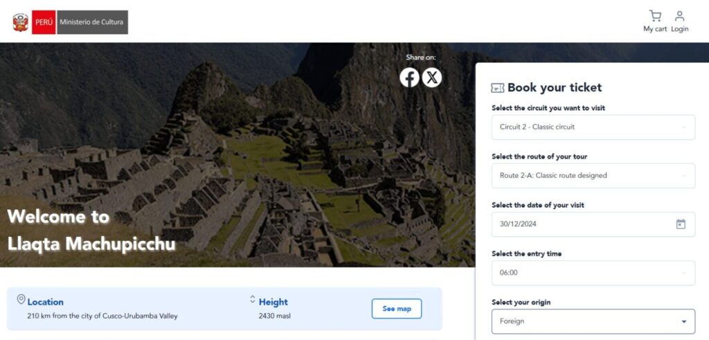 Official Machu Picchu Ticket Site