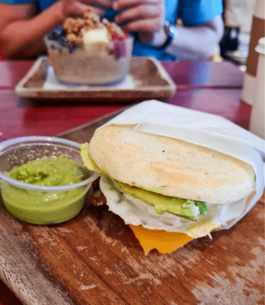 Gluten-Free Arepa Breakfast Sandwich in Brickell, Miami