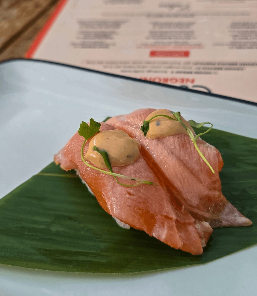 Gluten-Free Salmon Nigiri at Negroni in Brickell, Miami